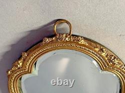 Antique French Louis XVI Bronze Hand Mirror with Floral Design, 19th Century