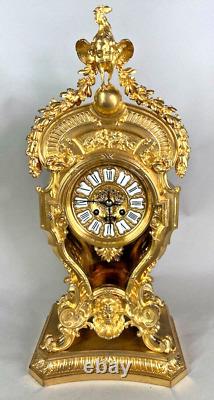 Antique French Louis XVI Bronze Mantel Clock by F. Barbedienne Circa 1860