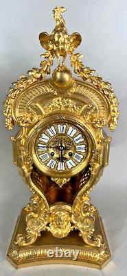 Antique French Louis XVI Bronze Mantel Clock by F. Barbedienne Circa 1860