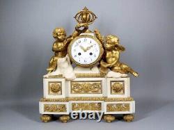 Antique French Louis XVI Bronze and Marble Mantel Clock Napoleon III Era