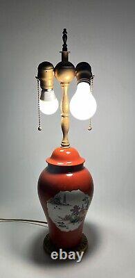 Antique French Louis XVI Chinoiserie Porcelain Ginger Jar Bronze Ormolu Lamp