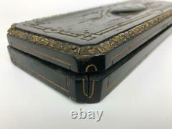 Antique French Louis XVI Empire Ebony Wood Ormolu AR Ladies Glove Box Casket
