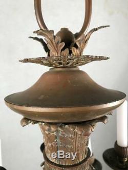 Antique French Louis XVI Empire Neoclassical Bronze Brass 12-Light Chandelier