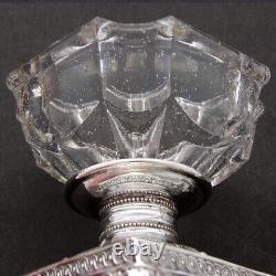 Antique French Louis XVI Era Sterling Silver & Glass Open Salt Pair, Mascarons