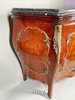 Antique French Louis XVI Mahogany Commode With Patinated Gild Bronze Decorations
