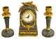Antique French Louis Xvi Mantel Clock & Candle Garniture Set! Petite Miniature
