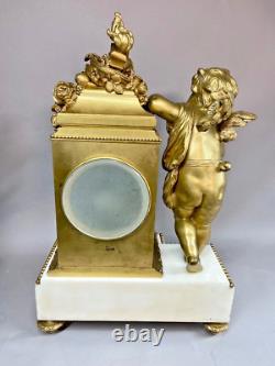 Antique French Louis XVI Marble Clock & Candelabra Set, Circa 1900, Bronze