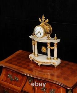 Antique French Louis XVI Marble and Ormolu Portico Clock
