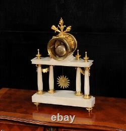 Antique French Louis XVI Marble and Ormolu Portico Clock