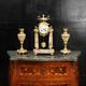 Antique French Louis Xvi Marble And Ormolu Portico Clock Set By Ferdinand Verger