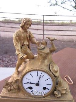 Antique French Louis XVI Ormolu Bronze Clock 1820s Silk Thread Superb Condition