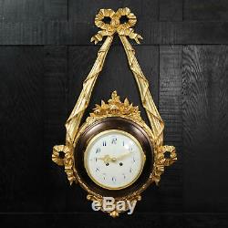 Antique French Louis XVI Ormolu and Bronze Cartel Wall Clock very large