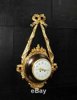 Antique French Louis XVI Ormolu and Bronze Cartel Wall Clock very large