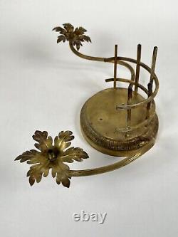 Antique French Louis XVI Oval Ormolu Gilt Bronze Candle Lamp Base Mount Stand