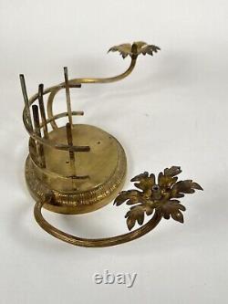 Antique French Louis XVI Oval Ormolu Gilt Bronze Candle Lamp Base Mount Stand