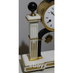 Antique French Louis XVI Portico Clock in black marble