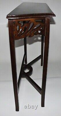 Antique French Louis XVI Rococo Style Carved Dark Wood Side Accent Lamp Table