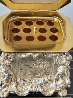Antique French Louis XVI Silvred-Bronze Cigar Humidor Brass Signed J. Martin 19th