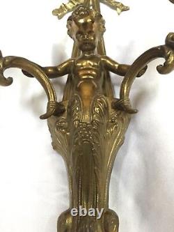 Antique French Louis XVI Style Cherub Wall Scone Candel Holder Candelabra 22