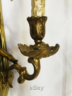 Antique French Louis XVI Style Cherub Wall Scone Candel Holder Candelabra 22