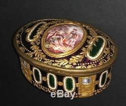 Antique French Louis XVI Style Enameled Gold Gilt Portrait Painted Snuff Box