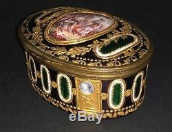Antique French Louis XVI Style Enameled Gold Gilt Portrait Painted Snuff Box