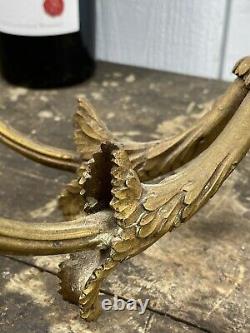 Antique French Louis XVI Style Fire Gilt Bronze Hanging Wall Sconce Serpent Head