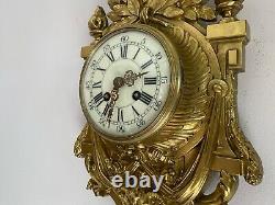 Antique French Louis XVI Style Gilt Bronze Japy Freres, 19 Century Wall Clock