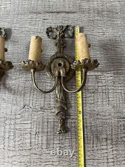 Antique French Louis XVI Style Gilt Bronze Wall Sconces, Set of 2