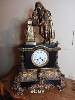 Antique French Louis XVI Style Marble & Bronze Pendulum, 19th Century, M' Clock