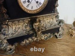 Antique French Louis XVI Style Marble & Bronze Pendulum, 19th Century, M' Clock