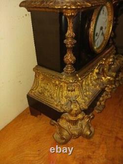 Antique French Louis XVI Style Marble & Bronze Pendulum, 19th Century, M' Clock