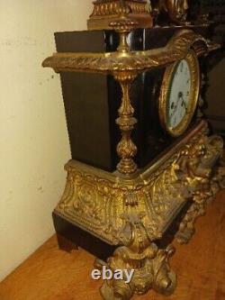 Antique French Louis XVI Style Marble & Bronze Pendulum, 19th Century, M' Clock