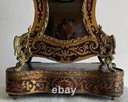 Antique French Louis XVI Style Marquetry Boulle Mantle Clock with Its Base 19th