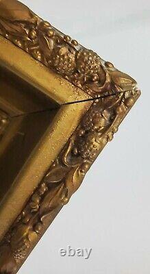 Antique French Louis XVI Wall Mirror Deep Well Gilt Wood Gesso Frame