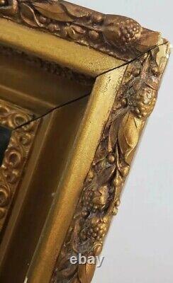 Antique French Louis XVI Wall Mirror Deep Well Gilt Wood Gesso Frame