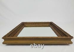 Antique French Louis XVI Wall Mirror Deep Well Gilt Wood Gesso Frame