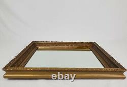 Antique French Louis XVI Wall Mirror Deep Well Gilt Wood Gesso Frame