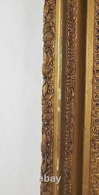 Antique French Louis XVI Wall Mirror Deep Well Gilt Wood Gesso Frame