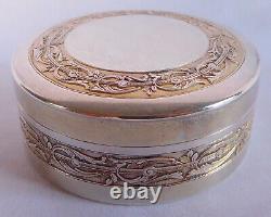Antique French Louis XVI style sterling silver and vermeil cufflinks box