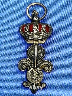 Antique French Louis XVIII 1874 Sterling Silver Mini Medal Order