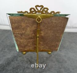 Antique French Nap III Bronze&Beveled Glass Photo Frame Louis XVI Ribbon 7tall