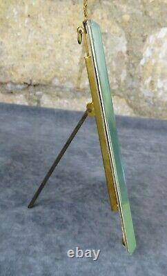 Antique French Nap III Bronze&Beveled Glass Photo Frame Louis XVI Ribbon 8tall