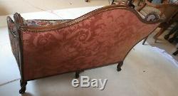 Antique French Needlepoint Louis XV Provincial Sofa Settee