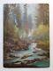 Antique French Oil Impressionism Painting Landscape Stream In The Undergrowth