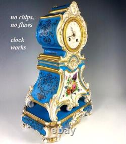 Antique French Old Paris Porcelain Mantel Clock & Plinth, 19th c. Louis XVI Styl