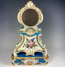 Antique French Old Paris Porcelain Mantel Clock & Plinth, 19th c. Louis XVI Styl