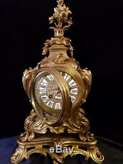 Antique French Ormolu Rococo Clock Louis XVI style