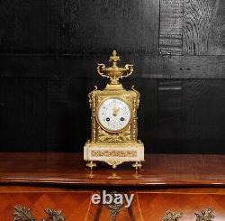 Antique French Ormolu and White Marble Louis XVI Clock