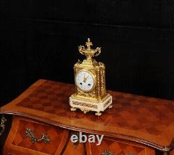 Antique French Ormolu and White Marble Louis XVI Clock